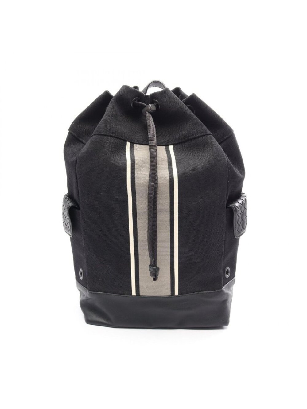 Bottega Veneta Backpack Intrecciato Black Gray White Canvas Leather